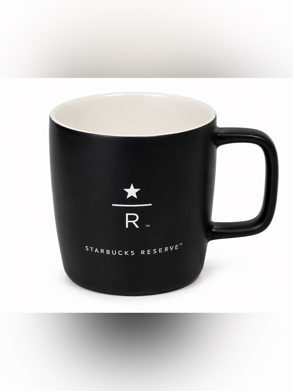 Starbucks Reserve 2012 Black Ceramic Mug 8 fl oz White Interior R Star Logo